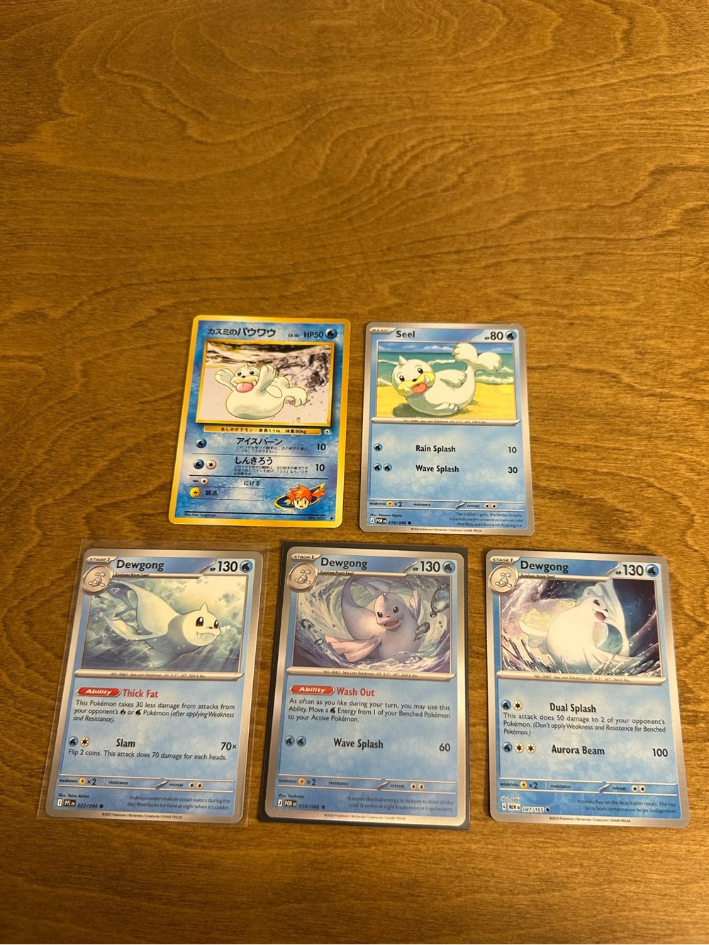 Lot of 5 Seel and Dewgong Pokemon Cards NM